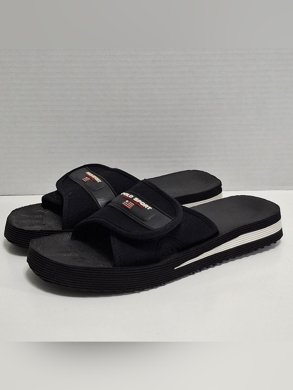 Polo Sport Ralph Lauren Women's Slides Size 8 Black Open Toe Slip On